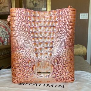 Brahmin NWOT apricot rose Croc-Embossed Handbag